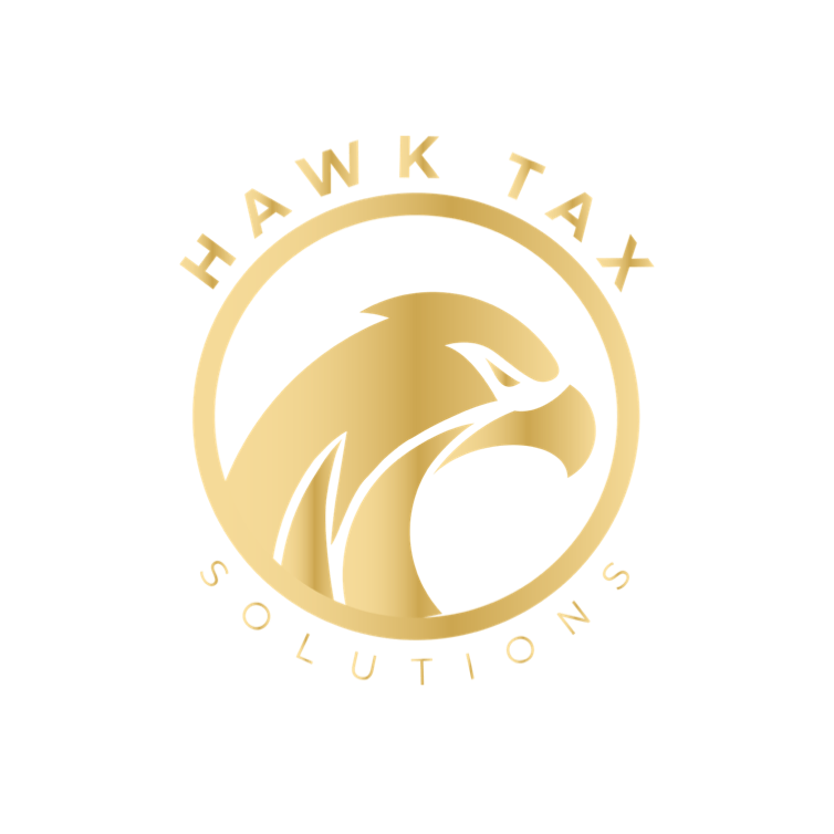 a logo for hawk tax solutions with an eagle in a circle