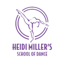 Purple logo for Heidi Miller’s School of Dance with a dancer in a circle