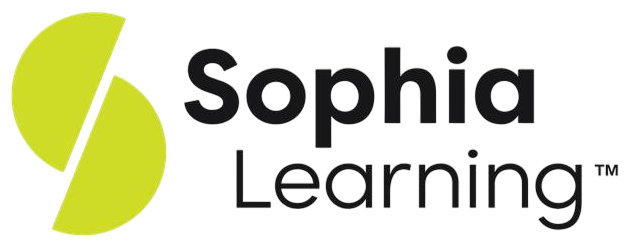 Sophia Learning logo with lime green icon and black text