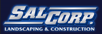 SALCORP landscaping & construction logo in blue and white