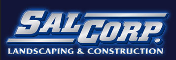 SALCORP Landscaping & Construction logo in blue and white