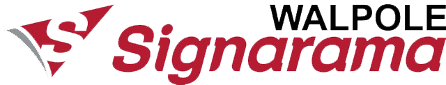 Walpole Signarama logo in red, black, and white with stylized red emblem and bold text