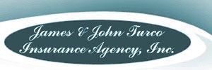 James V. John Turco Insurance Agency, Inc. logo in white script on a teal oval