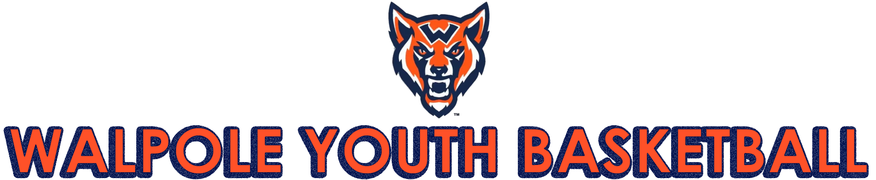 Walpole Youth Basketball logo with a fox head above red and blue text