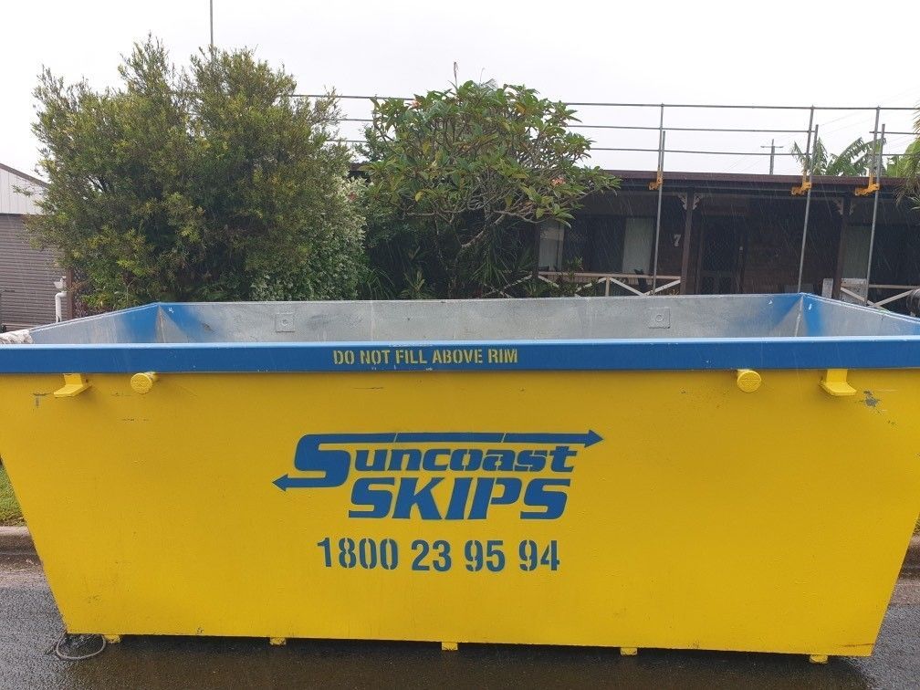 an empty Large yellow skip bin — Suncoast Skips in Coolum Beach, QLD