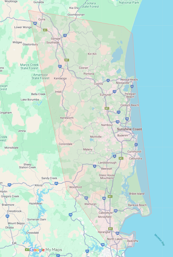 A Map of a Large Area With a Lot of Roads and Mountains — Suncoast Skips in Coolum Beach, QLD