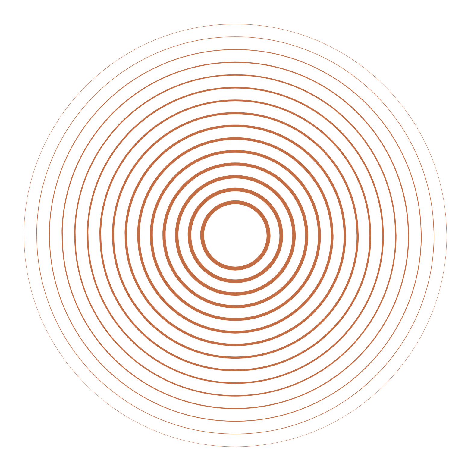 A circle of lines on a white background with a circle in the middle.