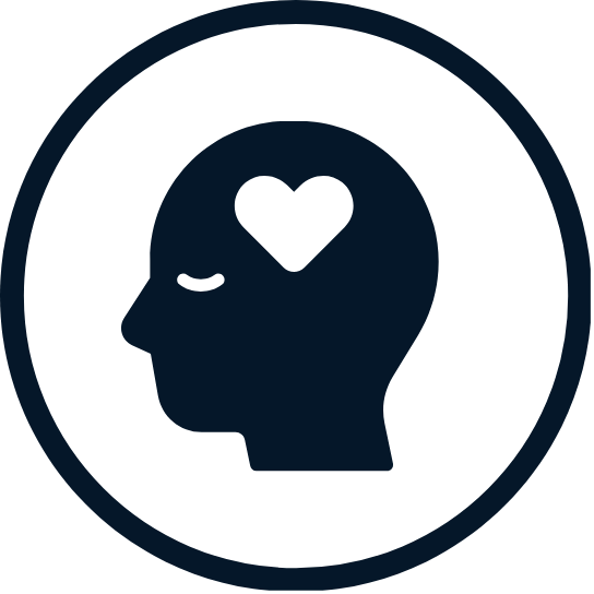 A silhouette of a person 's head with a heart in it.