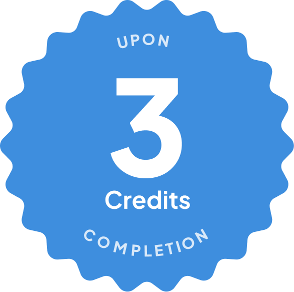 Blue badge with text: 