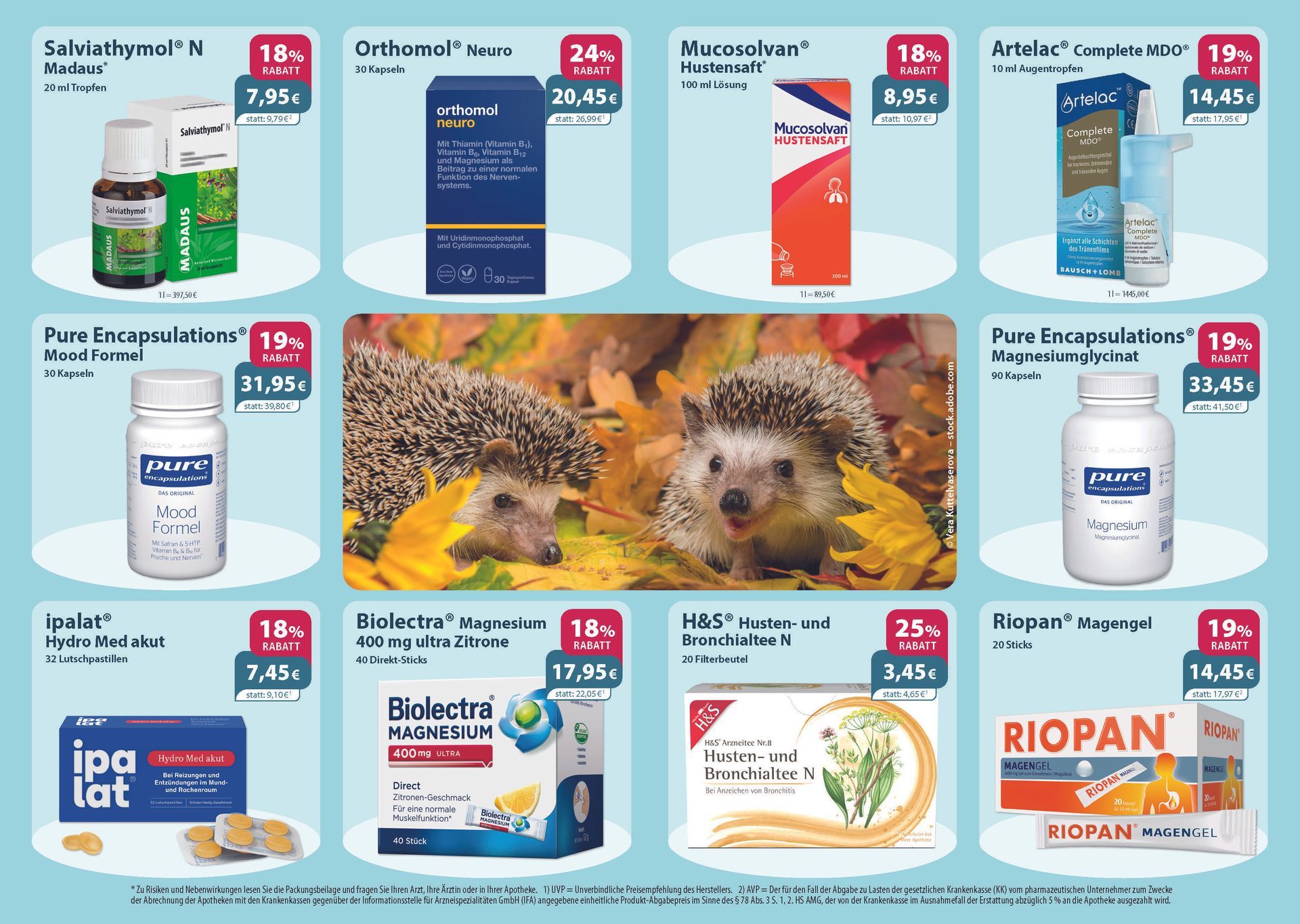 Ein Flyer für eine Apotheke mit dem Bild von drei Frauen, die Eistüten halten.