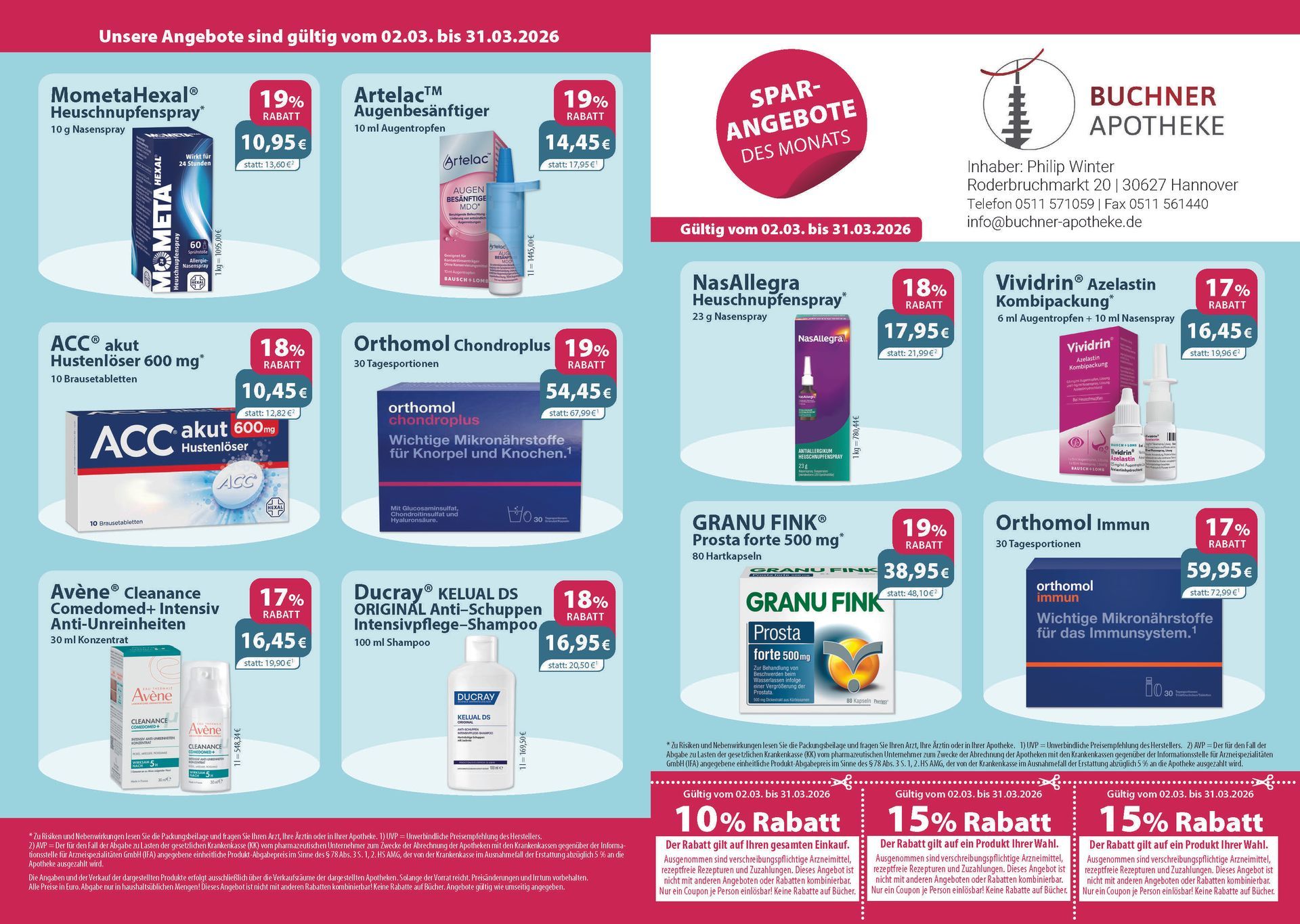 Ein Flyer einer Apotheke zeigt eine Vielzahl von Medikamenten