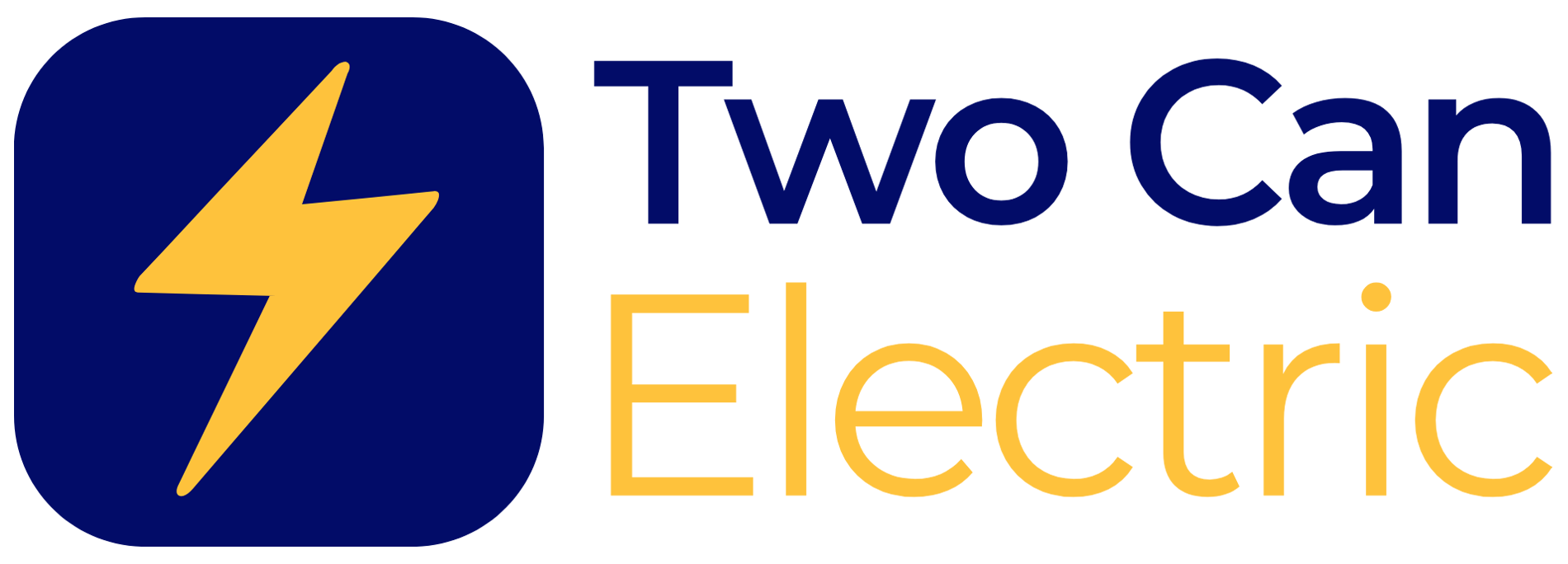 The logo for two can electric has a lightning bolt on it.