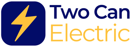 The logo for two can electric has a lightning bolt on it.