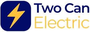 The logo for two can electric has a lightning bolt on it.