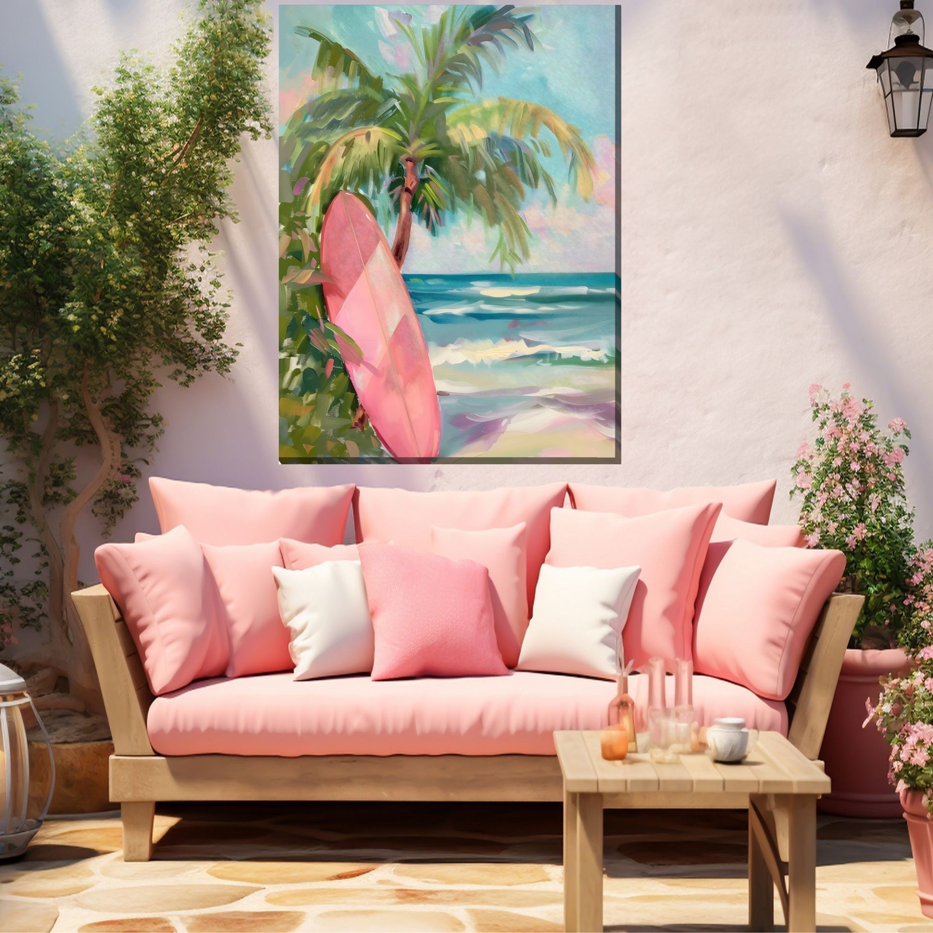 Coastal Canvas art Coastal canvas art with surfboard from Island Vibes Key Largo