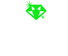 A bright green, sparkling diamond-shaped icon against a plain white background.