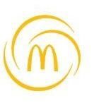 Logotipo de McDonald's dentro de un diseño en espiral dorado.