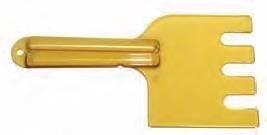 Herramienta de instalación de terminales de cable de plástico de color amarillo.