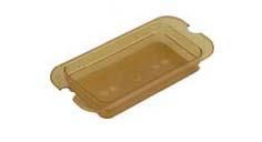 Bandeja de plástico rectangular de color tostado con dos recortes laterales, probablemente para contener artículos pequeños.