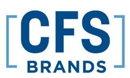 Logotipo de CFS Brands, texto azul oscuro
