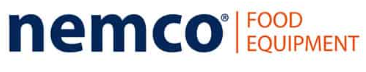 Logotipo de Nemco Food Equipment en azul marino y naranja.