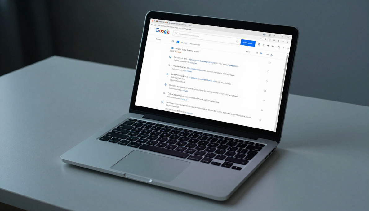 SEO search results on a laptop