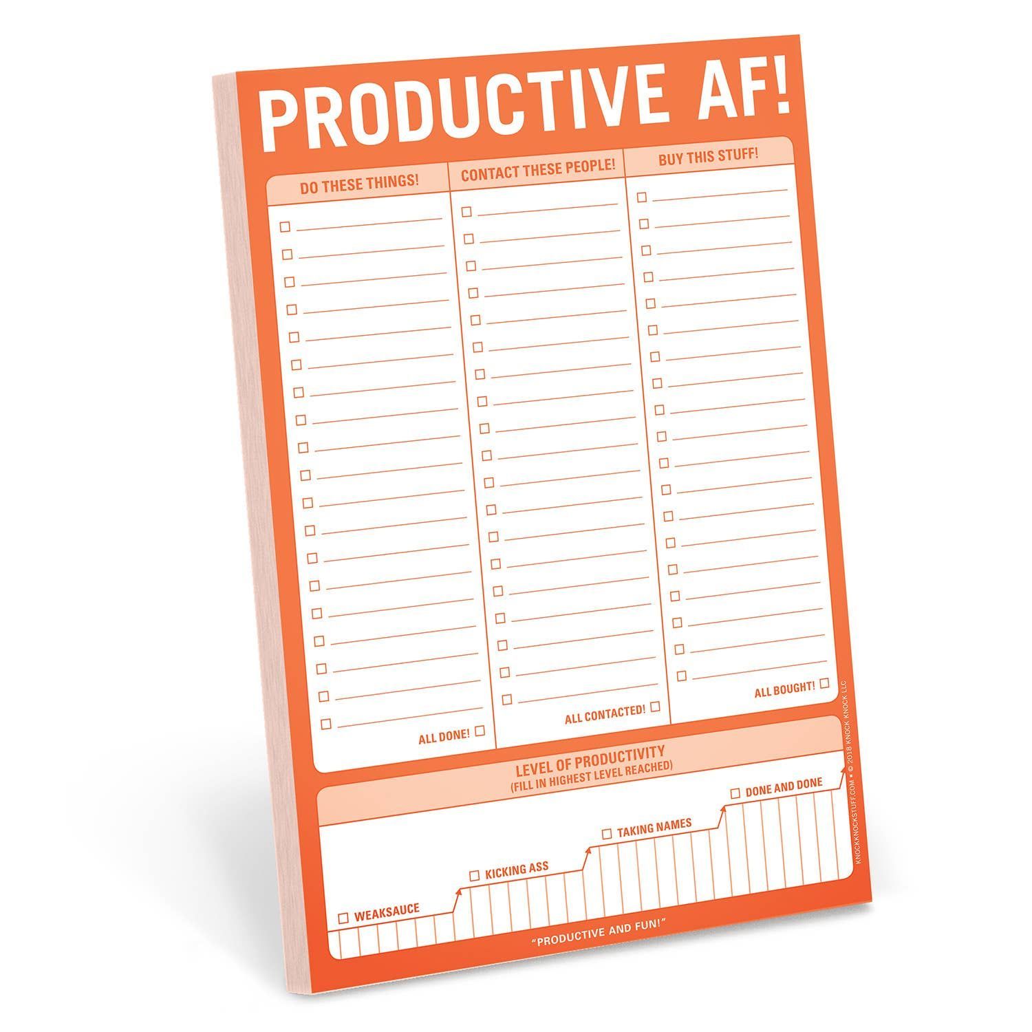 A piece of paper that says productive af on it