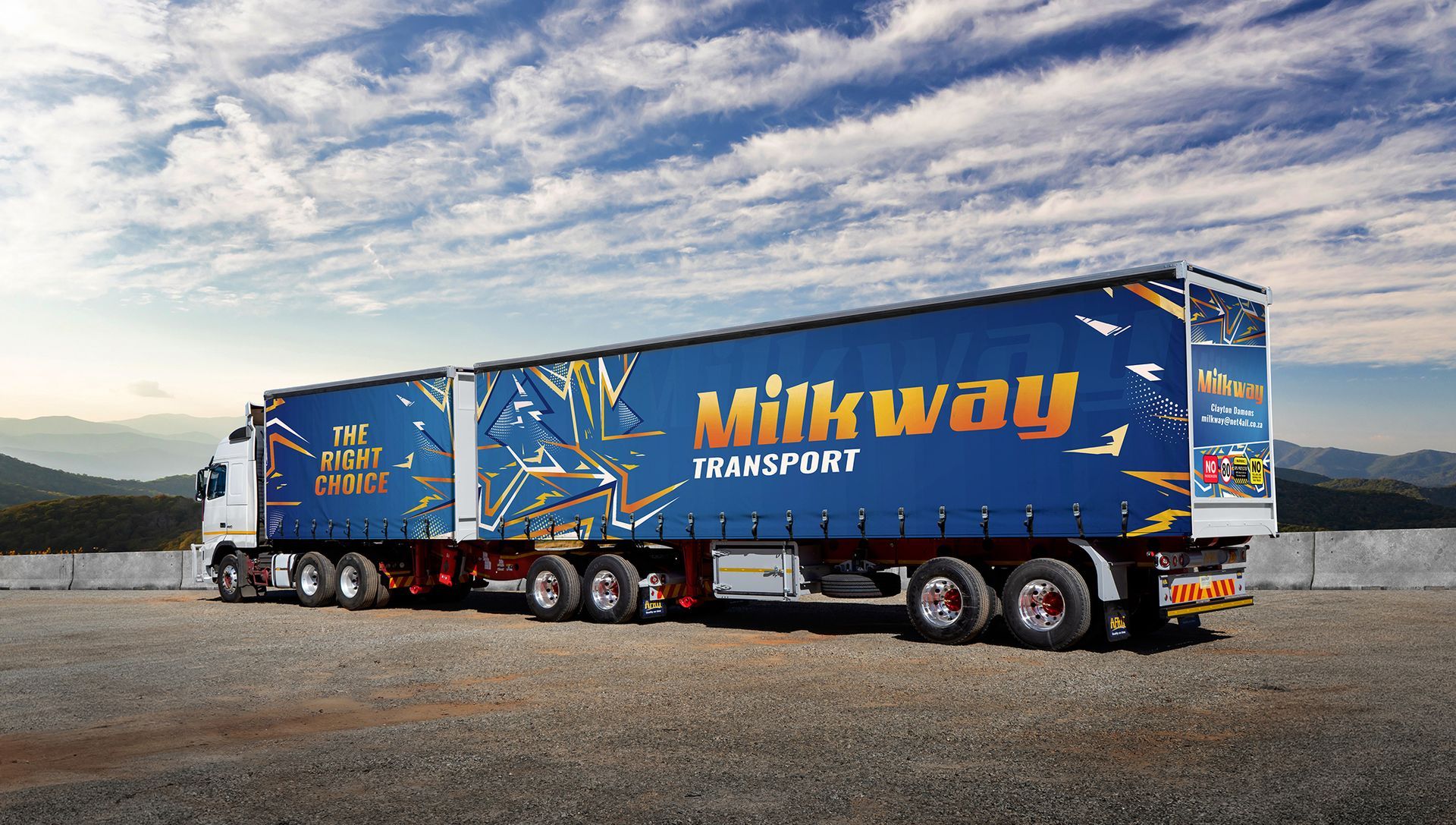 LKDA Drive - Milk way Transport Branding Partner. Tautliner Trailer Curtains.