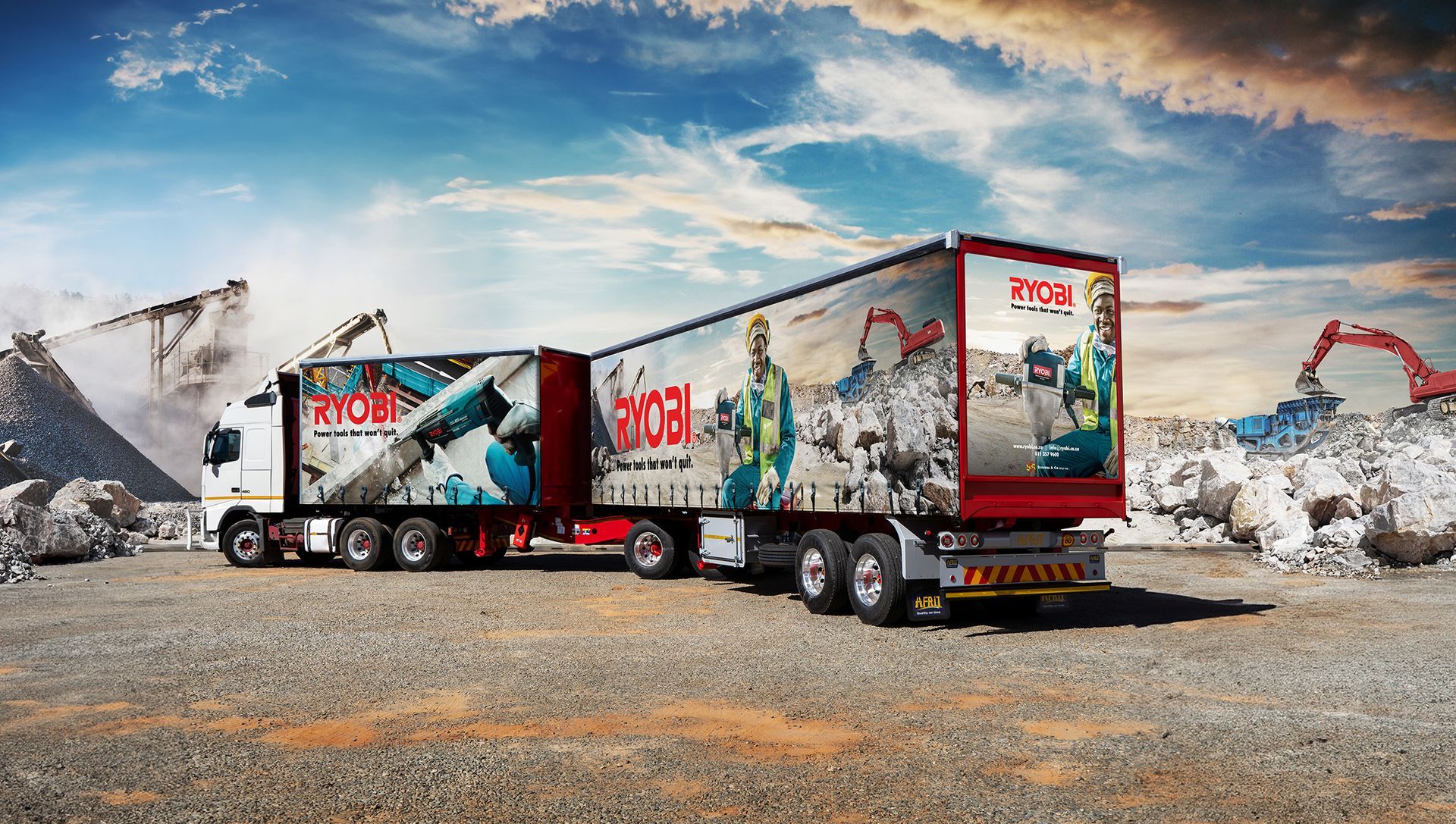 LKDA Drive - RYOBI Branding Partner. Tautliner Trailer Curtains.