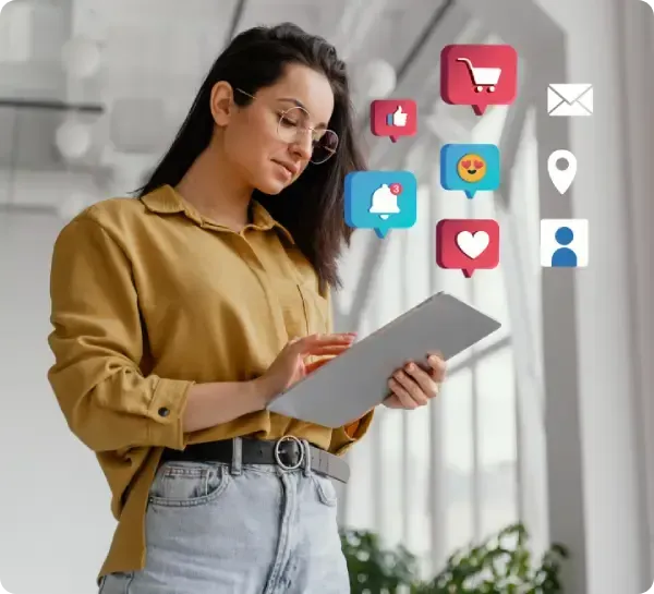 Illustration of social media ads running on Facebook, Instagram, and Twitter platforms
