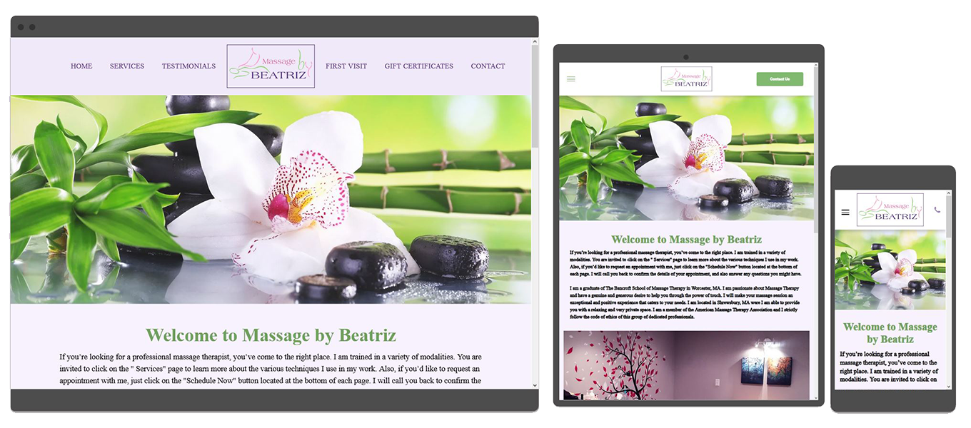 massage responsive website