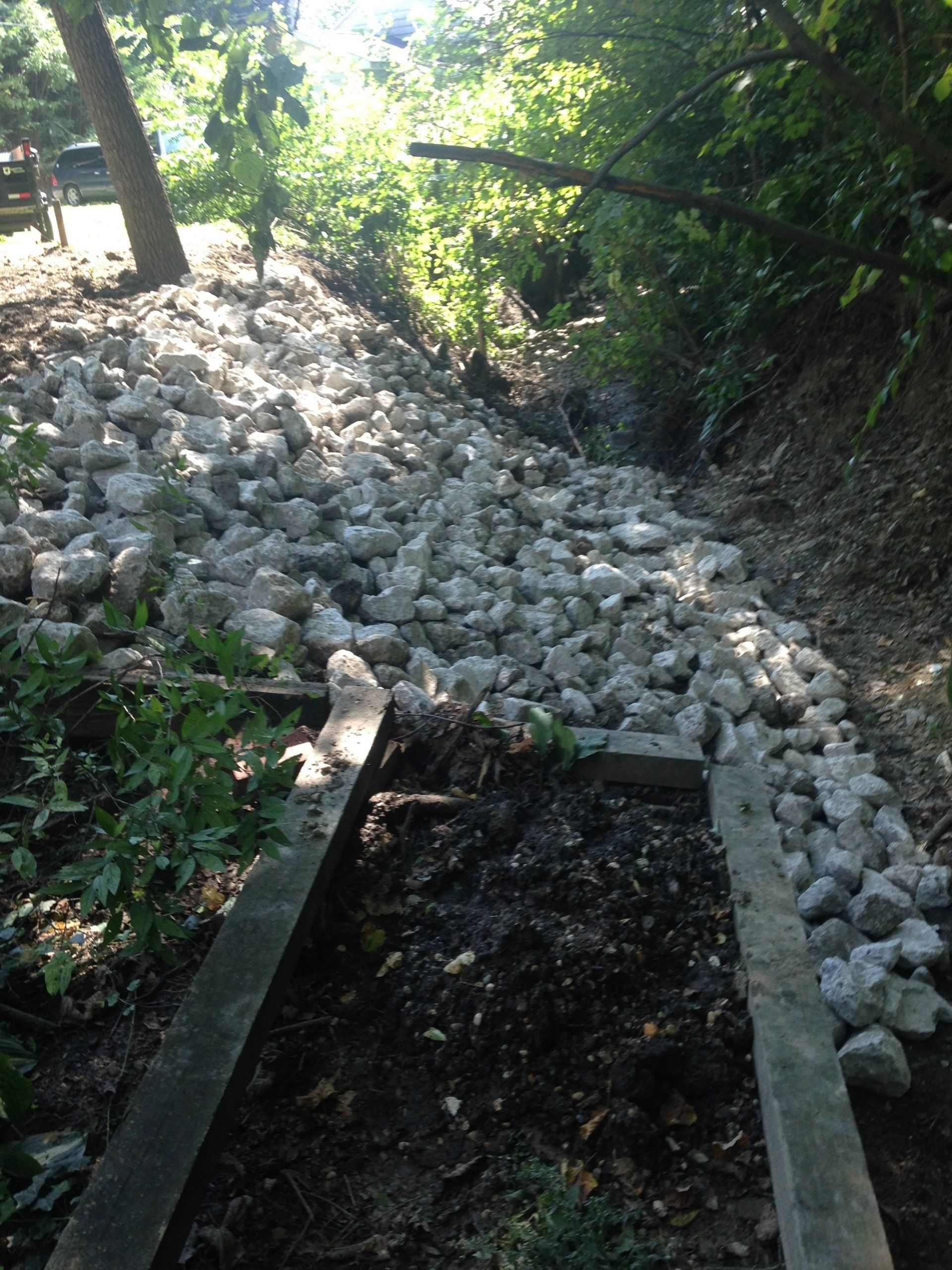 Rip rap for erosion- creek side