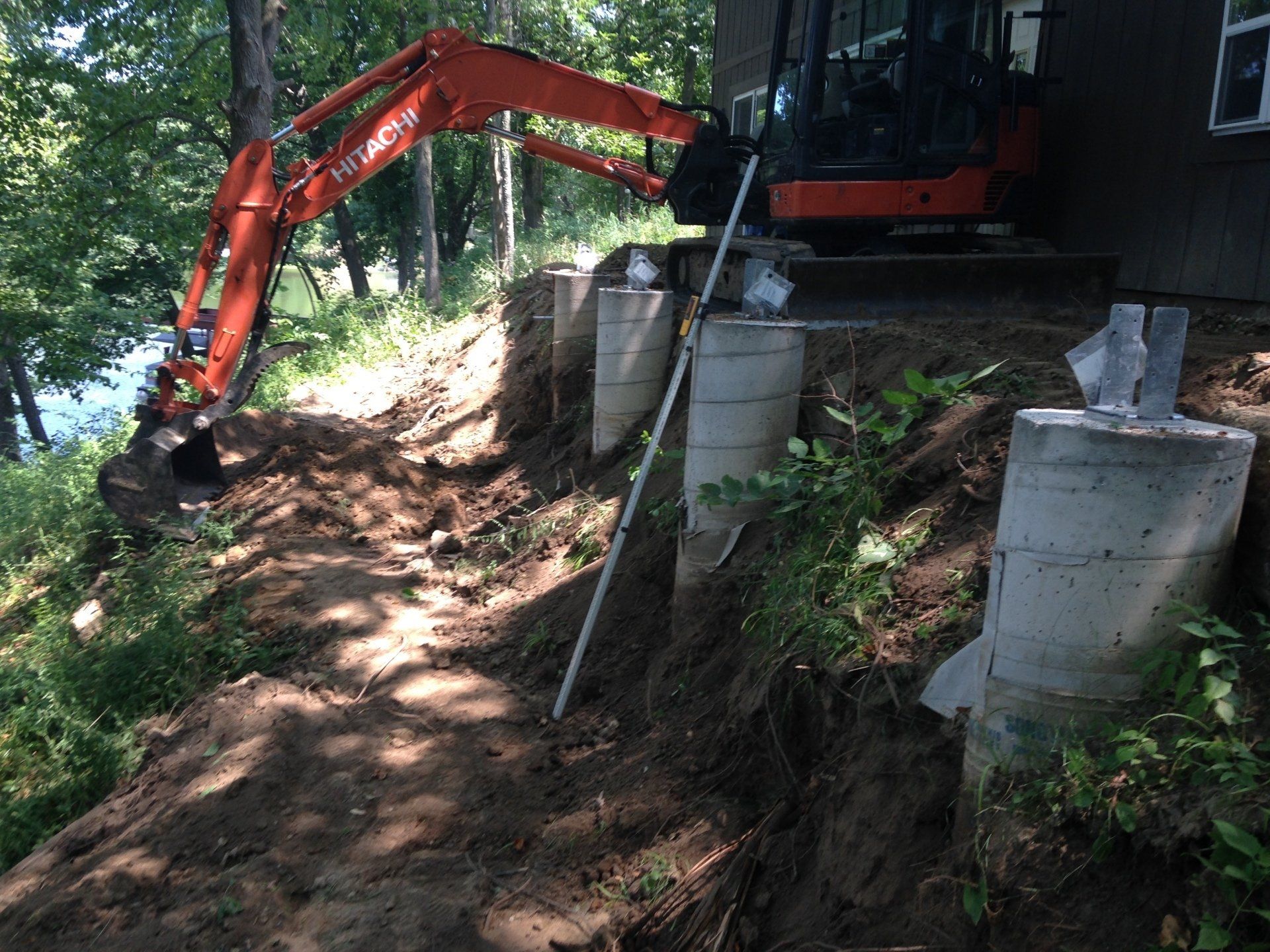 Base prep for natural stone wall