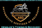 Logo for Automotive Services of Delmarva, with a tow truck icon and 