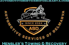 Logo for Automotive Services of Delmarva, with a tow truck icon and 