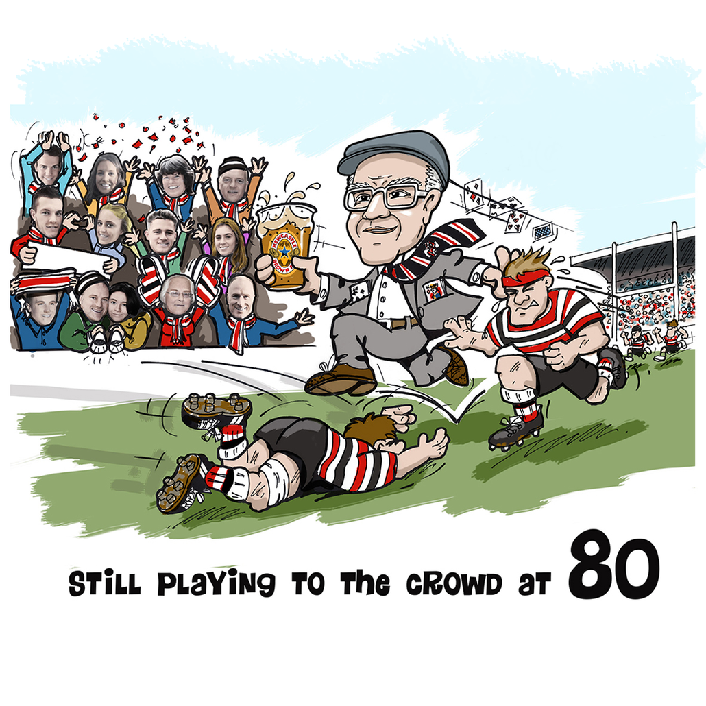 man_running_against_rugby_players_with_beer