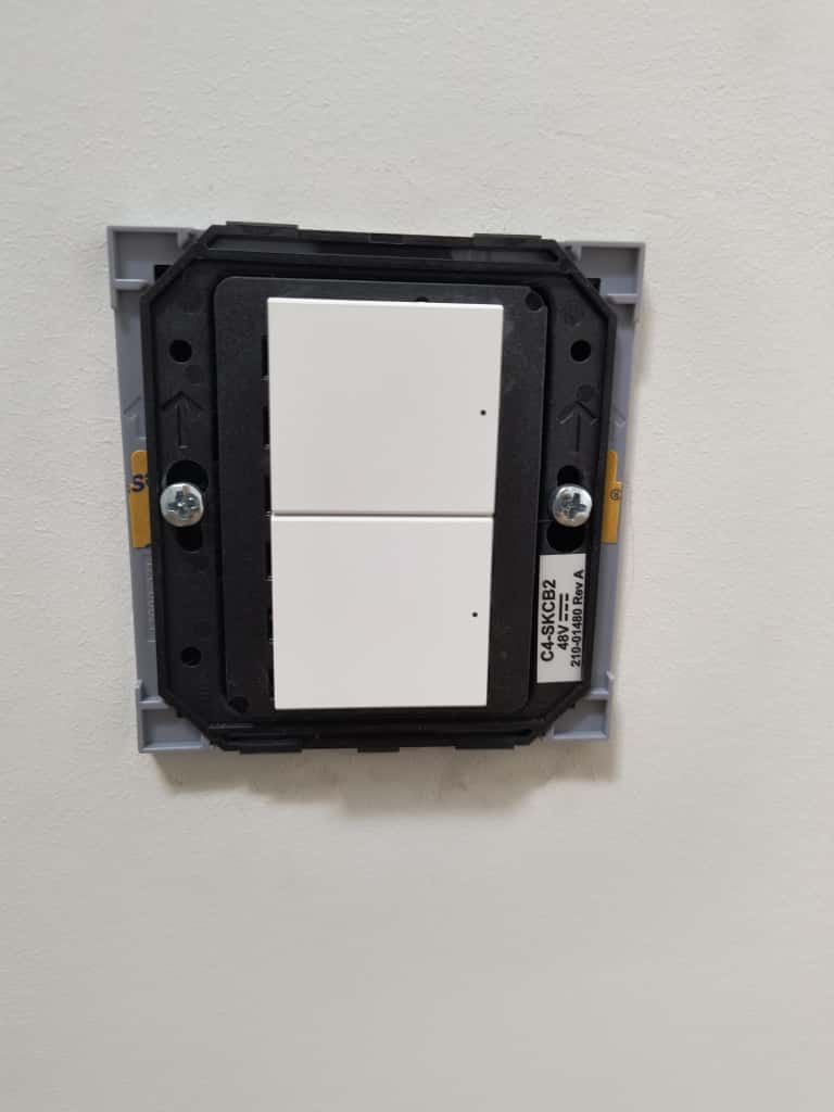 Photo of Installation of  Control4 wired smart lighting keypad and buttons