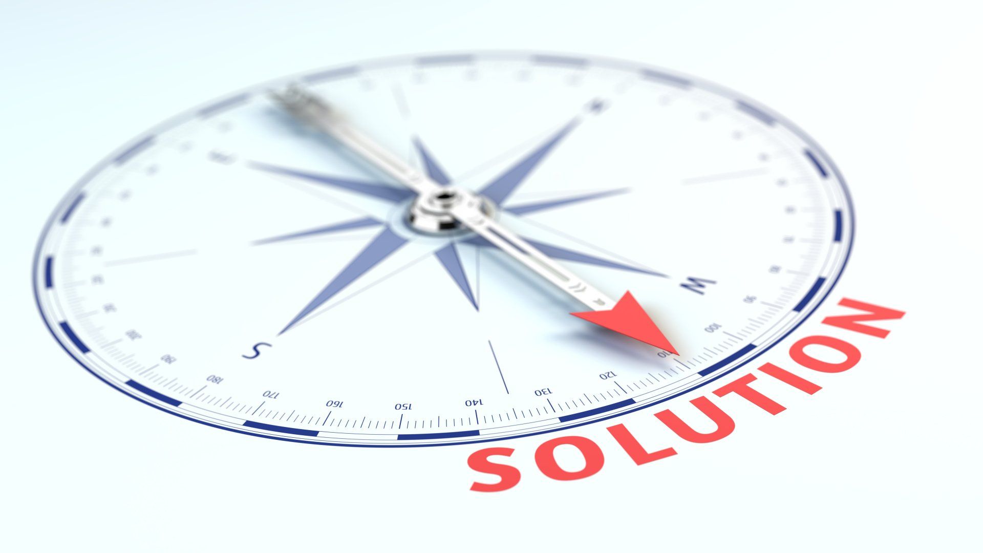Graphic showing a compass and the word solution