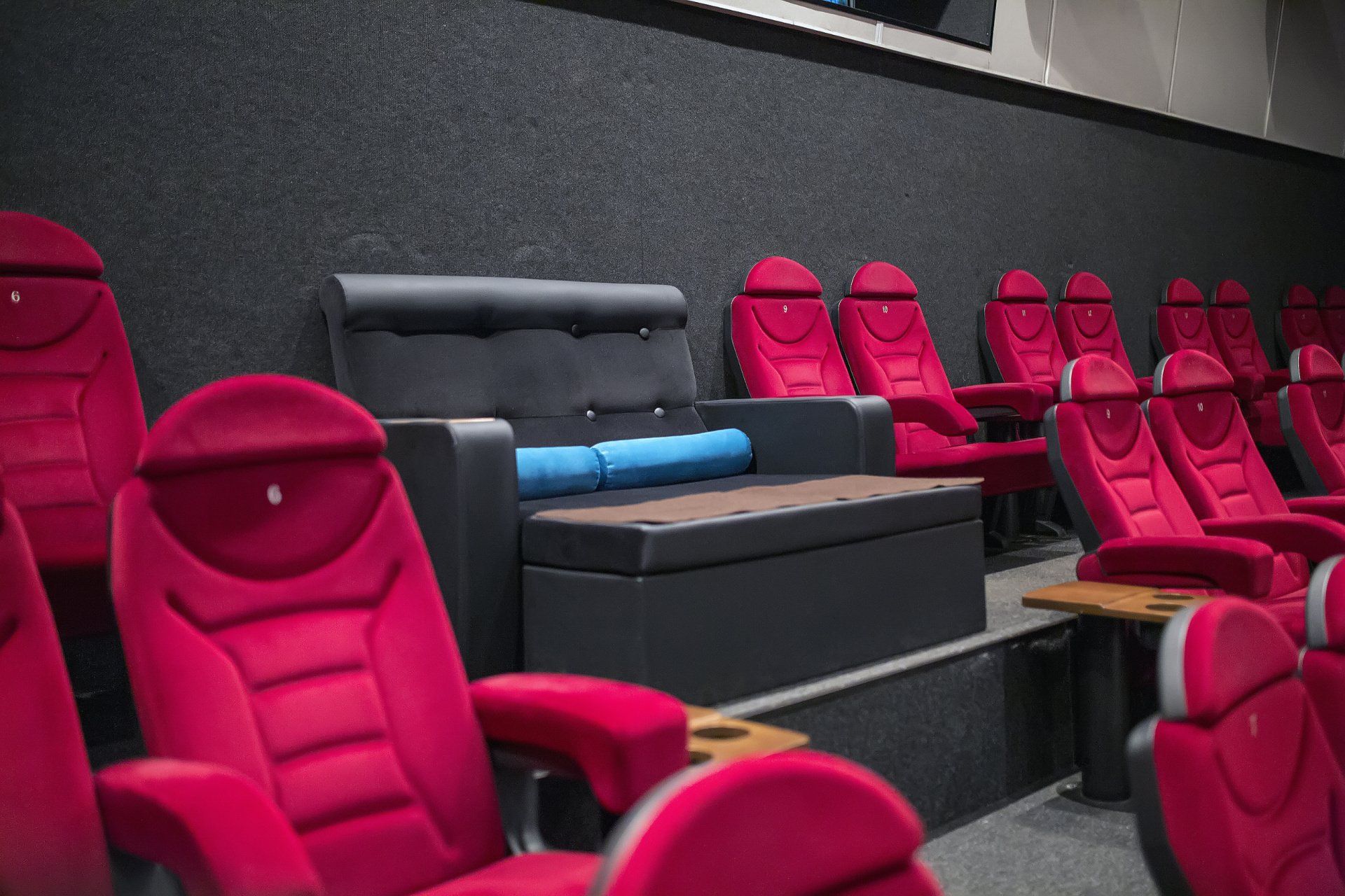 A photograph of premium seats in a cinema auditorium