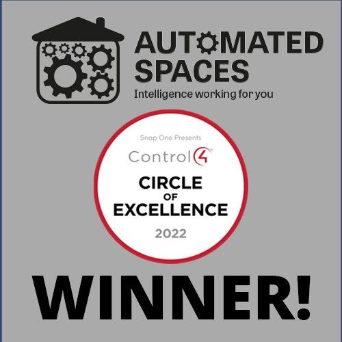 Automated Spaces and Control4 Circle of Excellence Award Logo with text Winner below