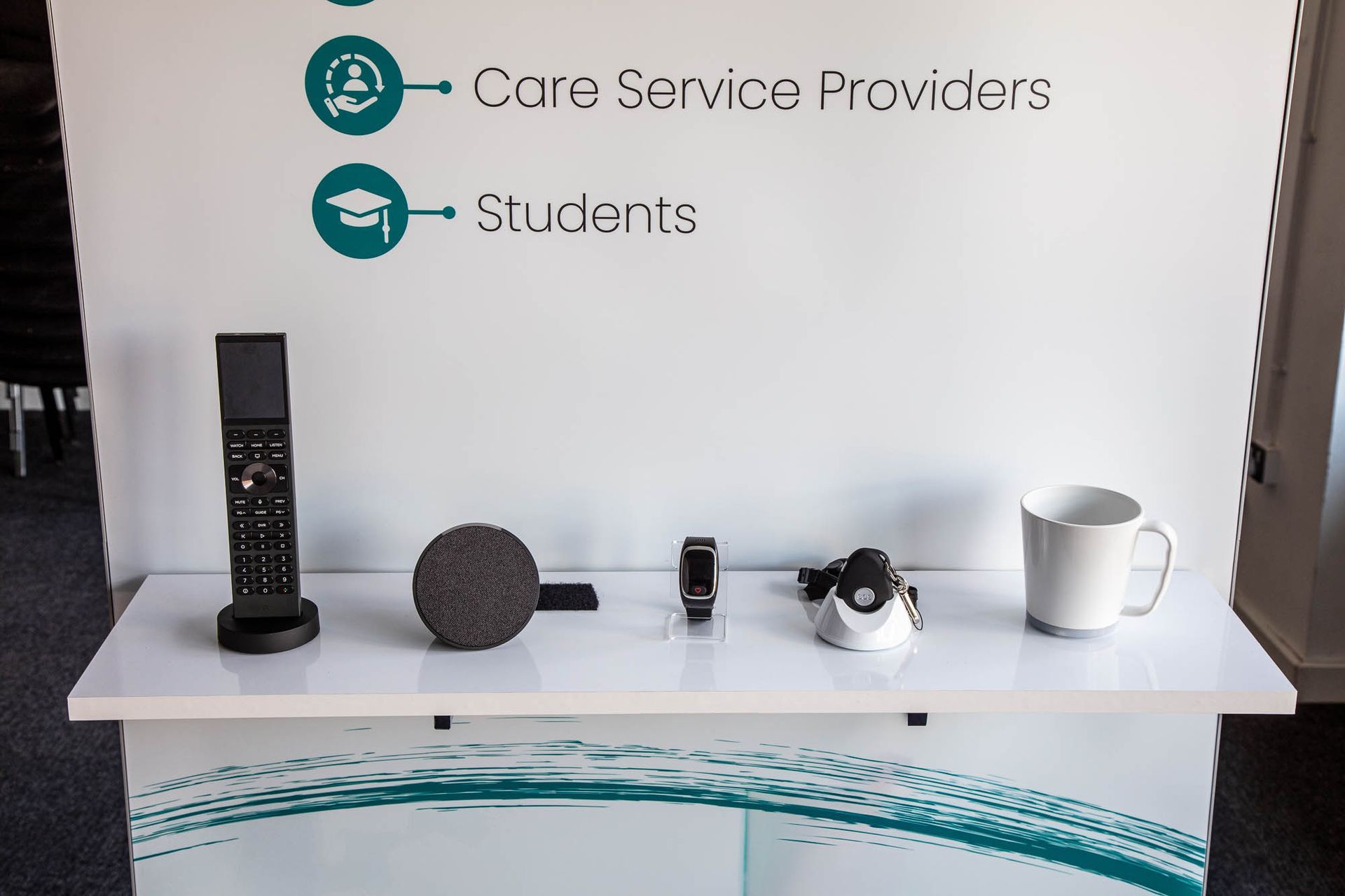 Photograph of Control4 Halo Remote Control, Amazon Alexa, GPS Smart Watch, GPS Panic Button &  Hydration Monitoring Mug. 