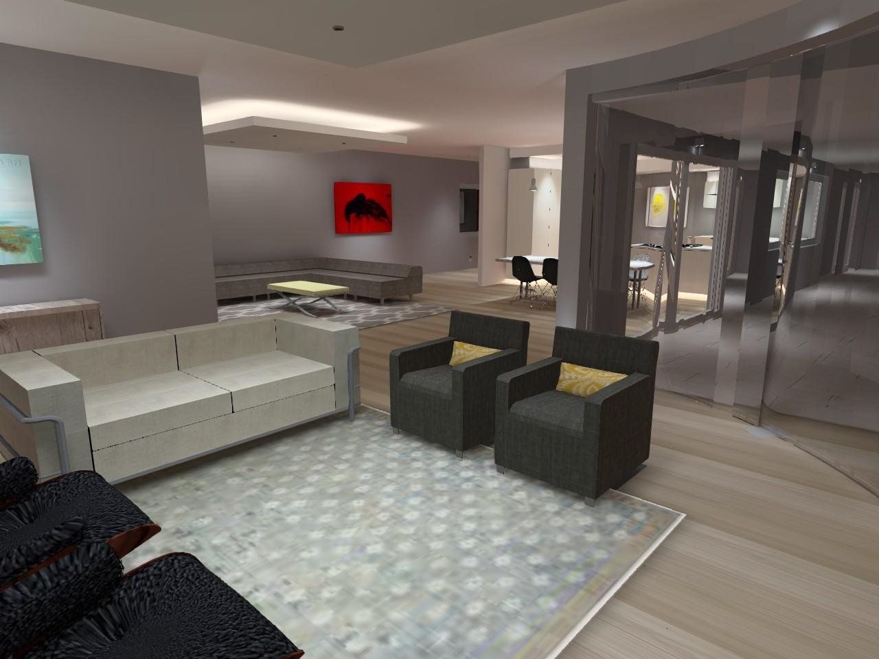 3D Render of Sitting & TV Room