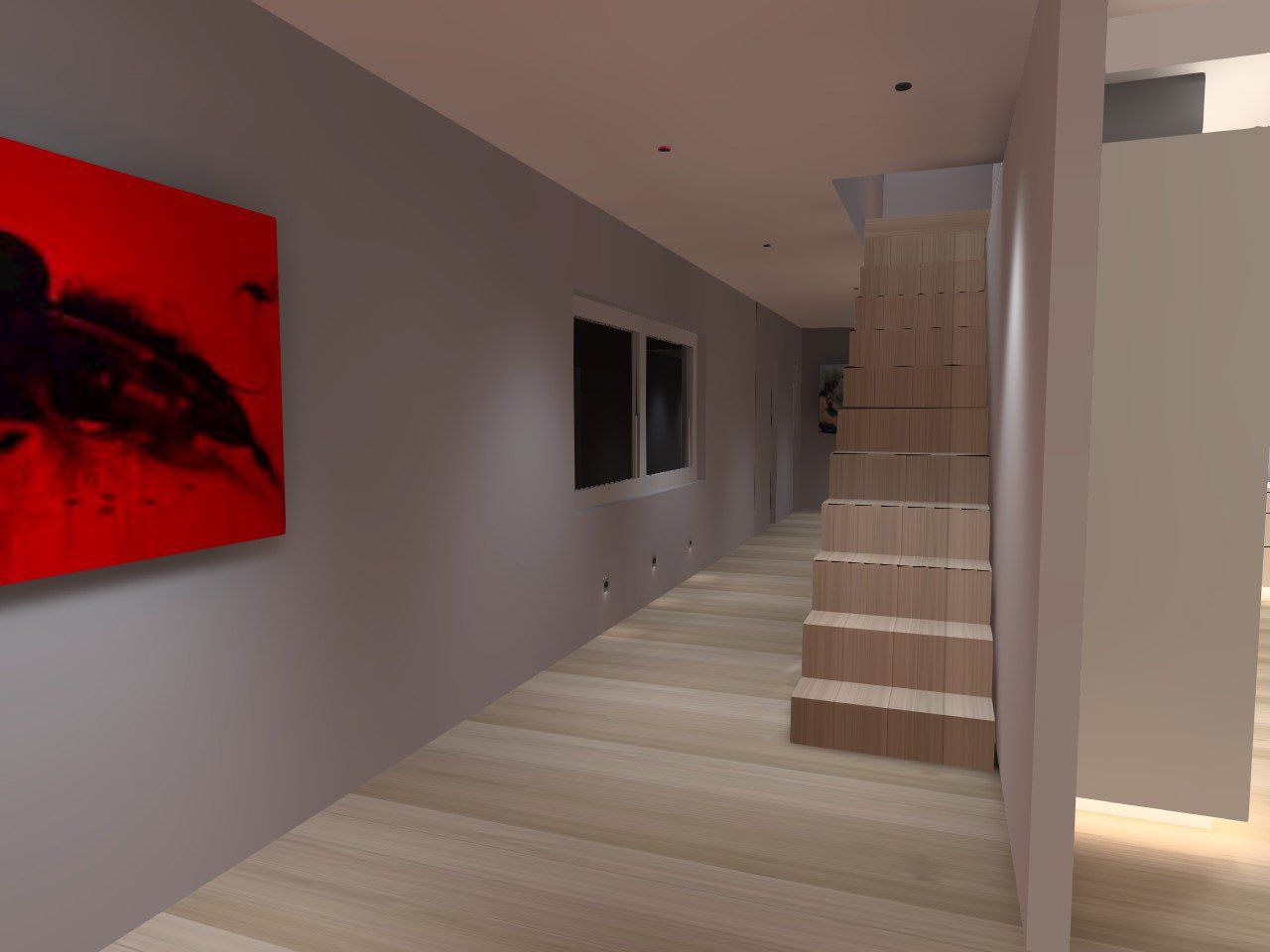 3D Render of Ground Floor Entrance Hall and Stairs to 1st Floor