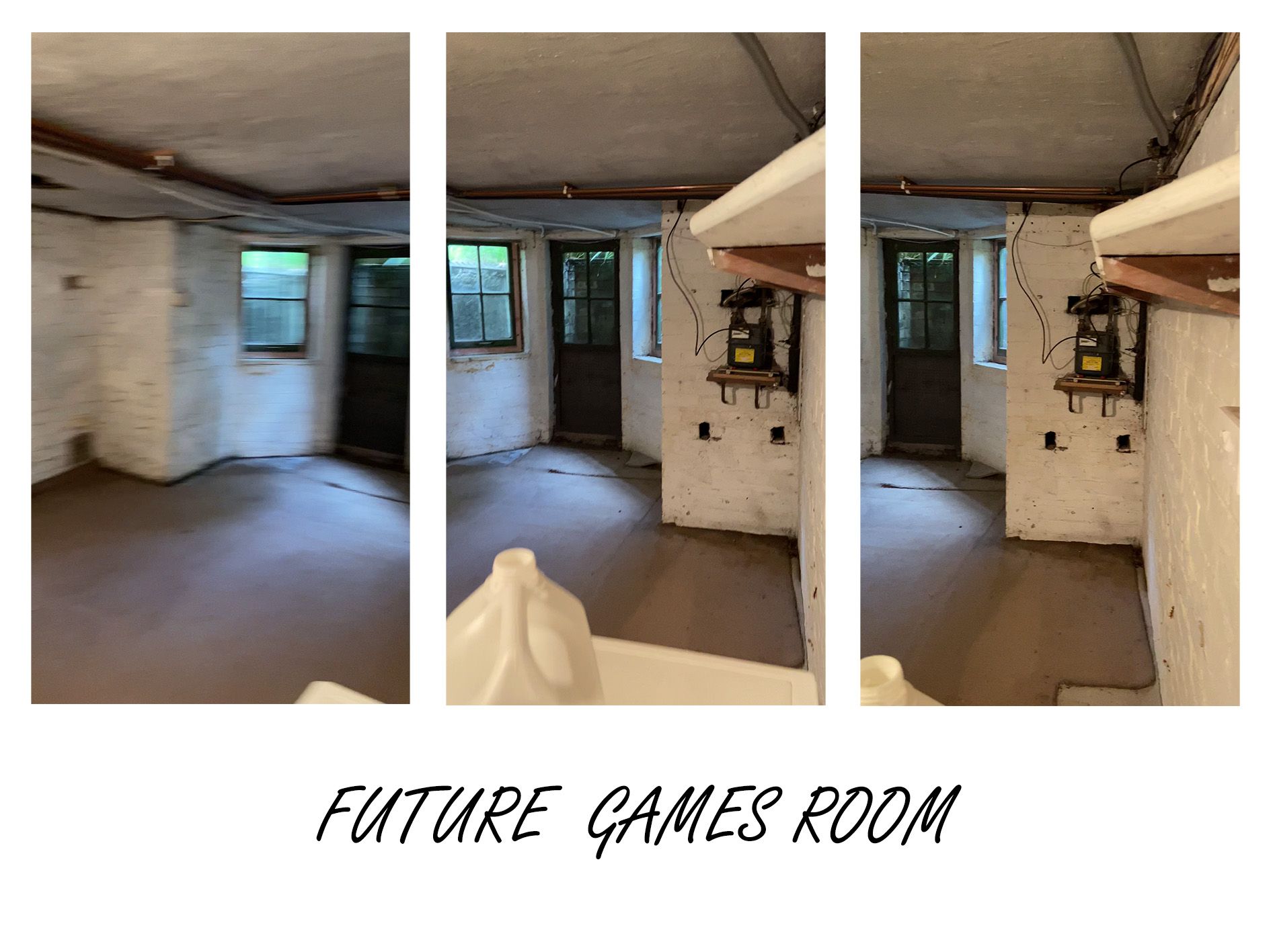 Photograph of a basement room prior to renovation