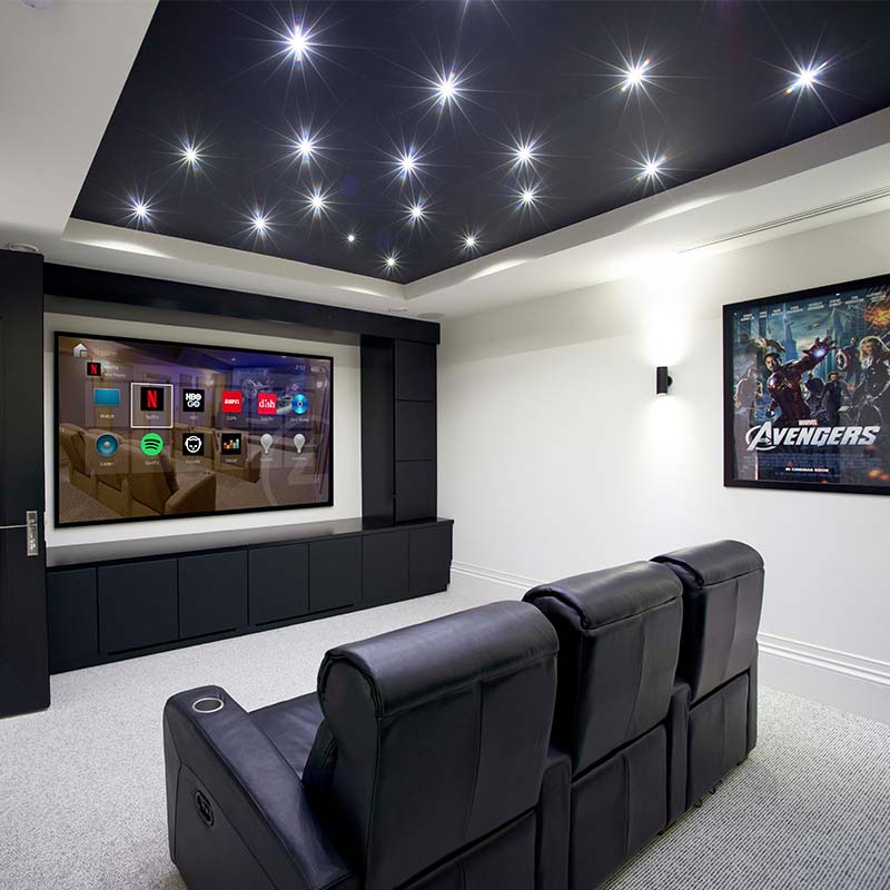 A photograph of home cinema room