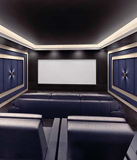 View inside a bespoke home cinema room