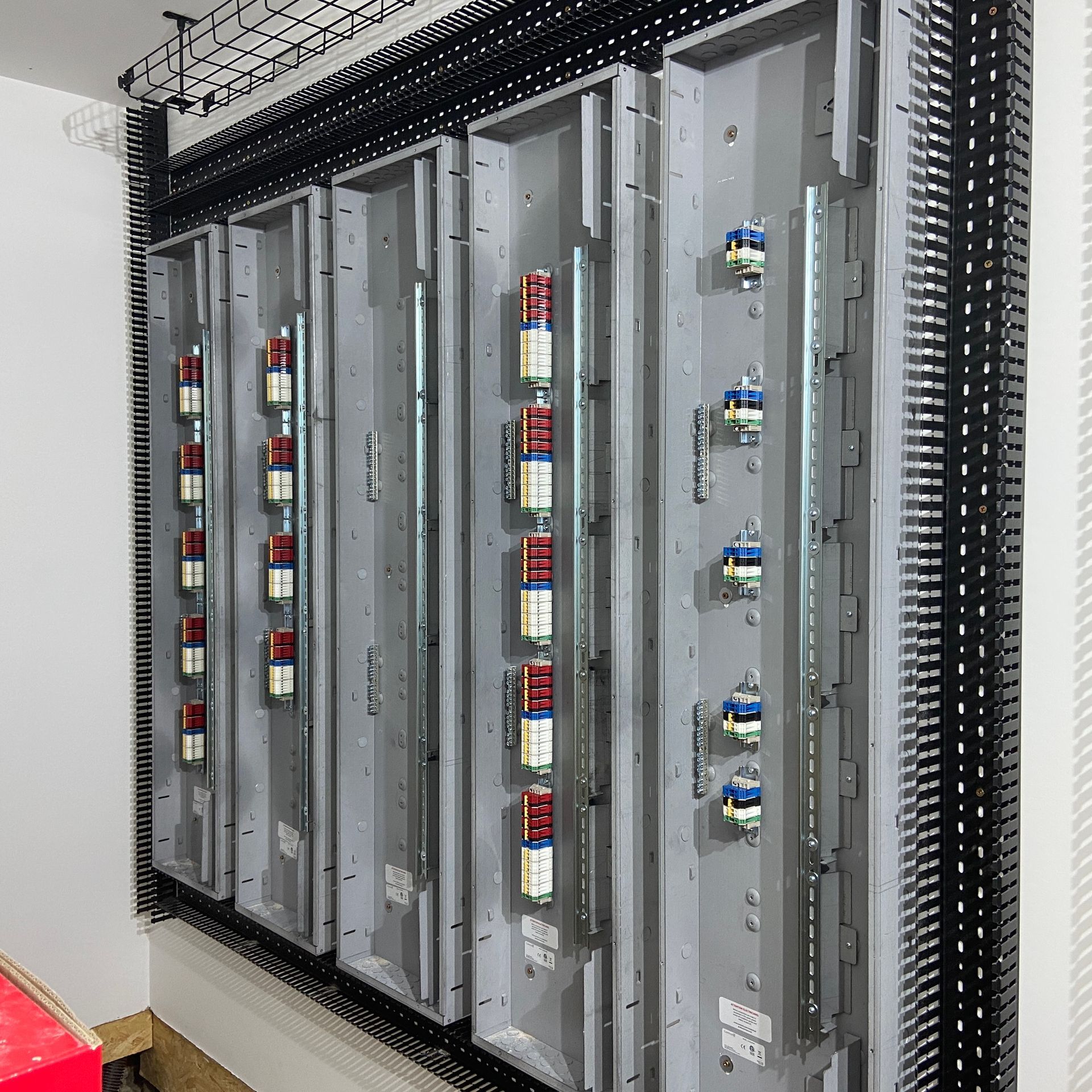 Photo of Installation of smart lighting panel termination junction blocks