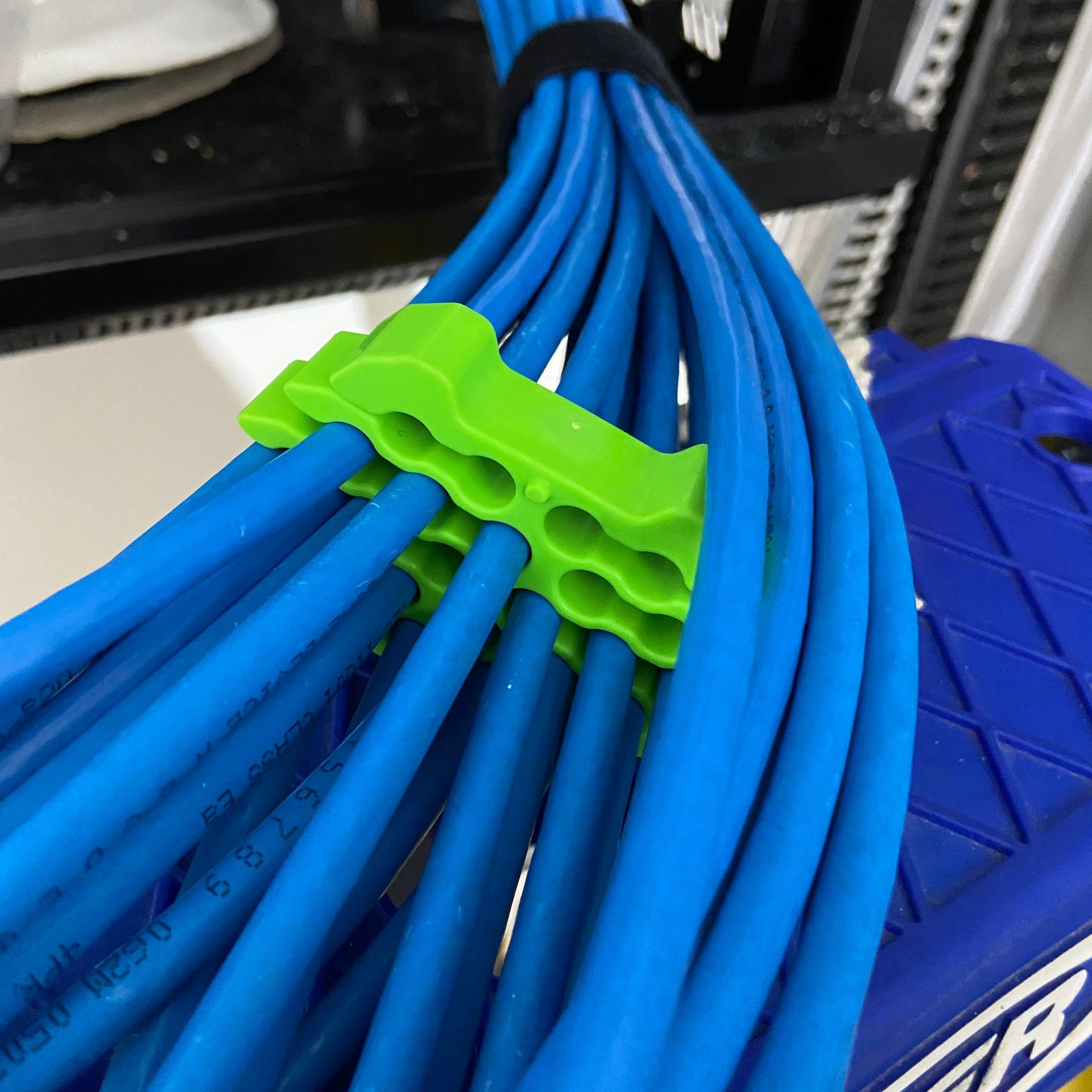 Photo of Cabling combing CAT6A data cables into patch panel