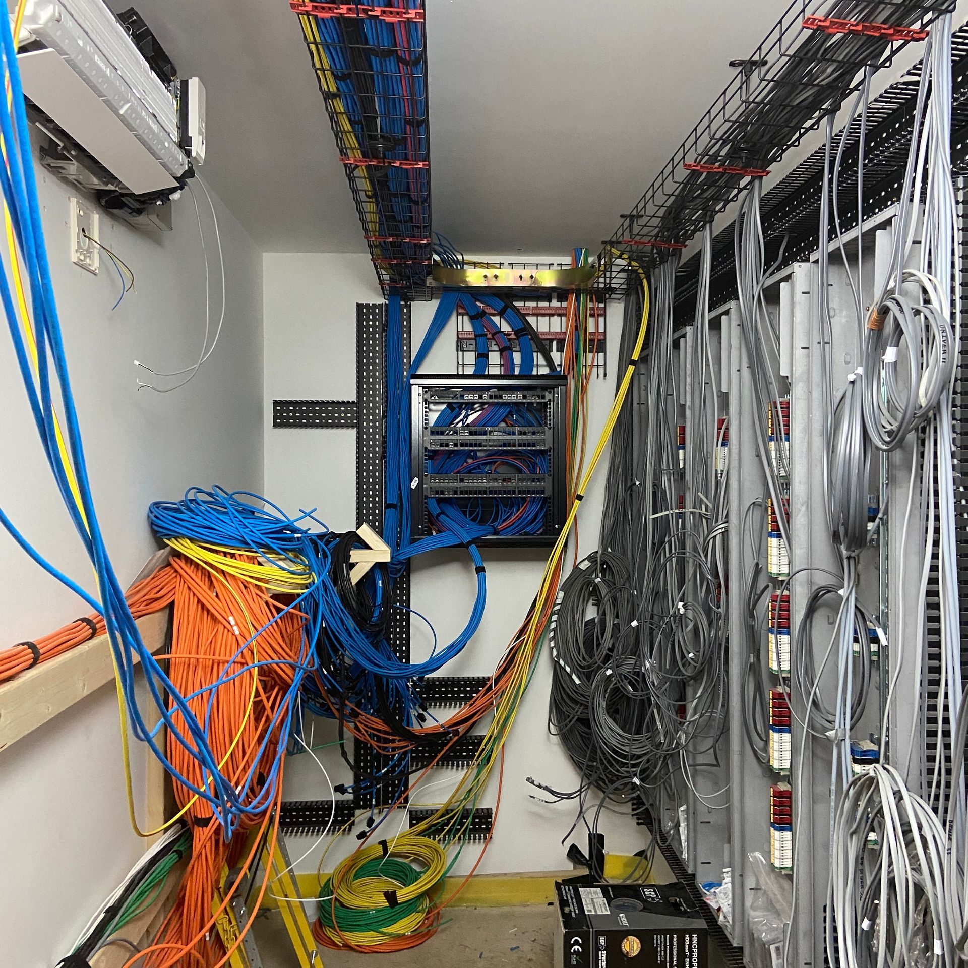 Photo of Installation of prewire cables into Head End
