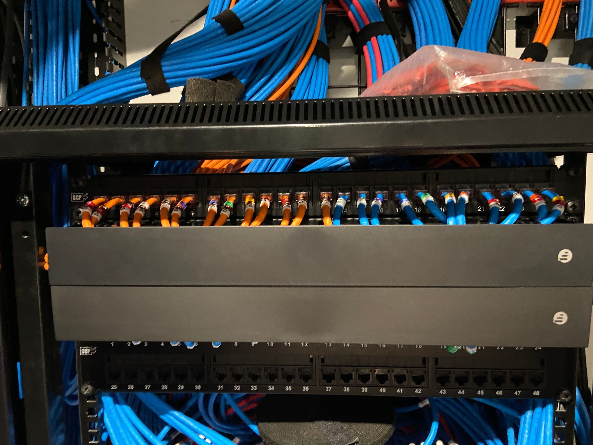 Photo of Installation & termination of patch cables from server racks into patch patch